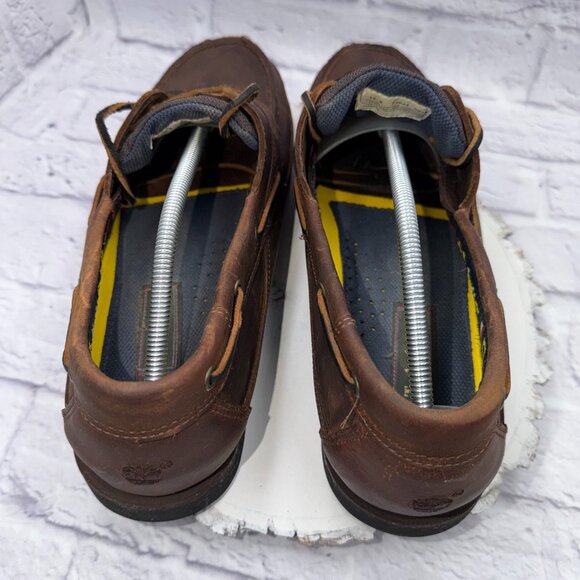 Timberland Mens Size 13W Brown Leather Loafer Boat Shoe 71024 Slip On Casual - Picture 7 of 13